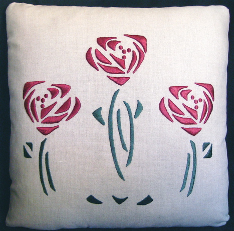 Rose Pillow Embroidery Kit (Silk Thread) - Click Image to Close